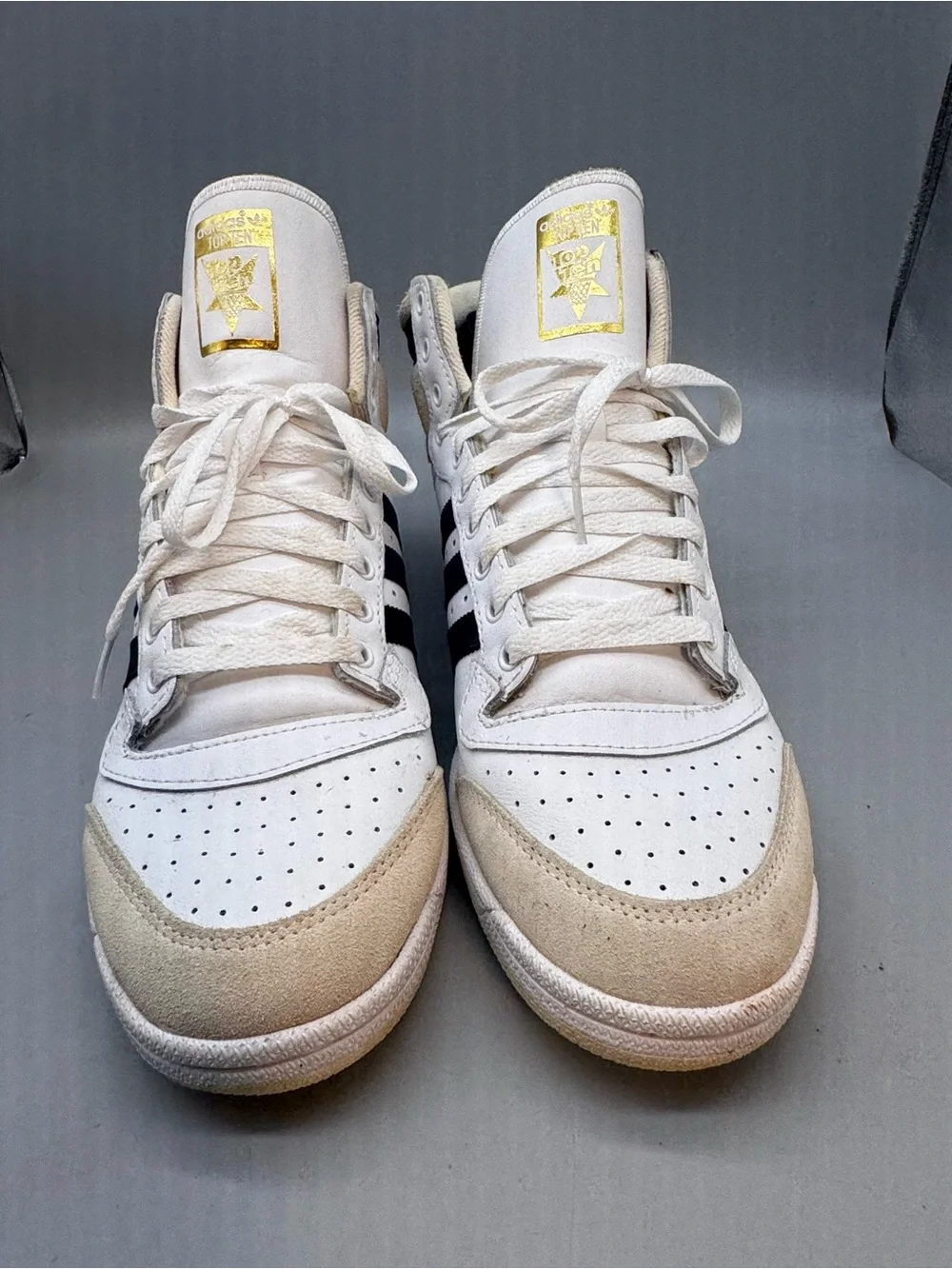 Adidas Top Ten Rb High Top Leather Sneaker White/Black/ Gold - Men's Size 11